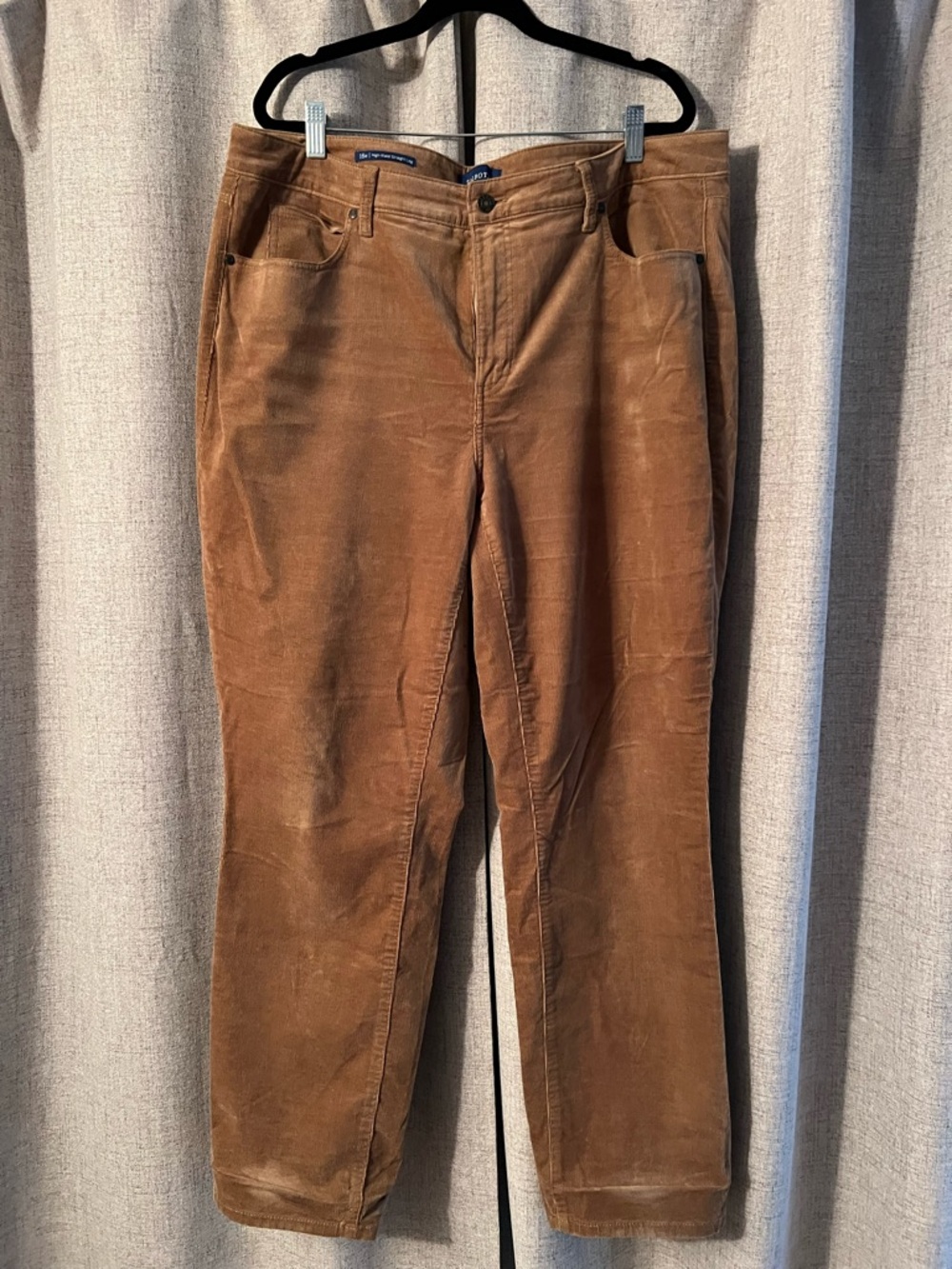 Talbots High-Waist Straight-Leg Corduroy Pants in Tan 16W